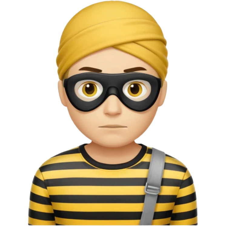 Make a robber emoji with yellow skin and white and black shirt with no mask emoji