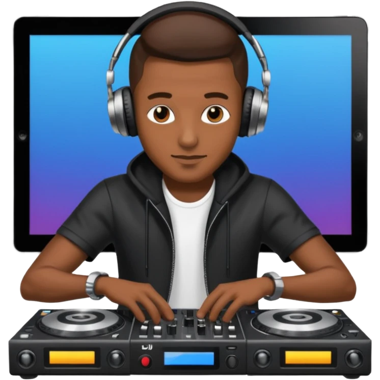 man dj with setup emoji