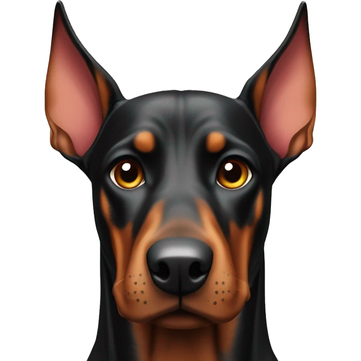 Doberman with floppy ears and red collar emoji