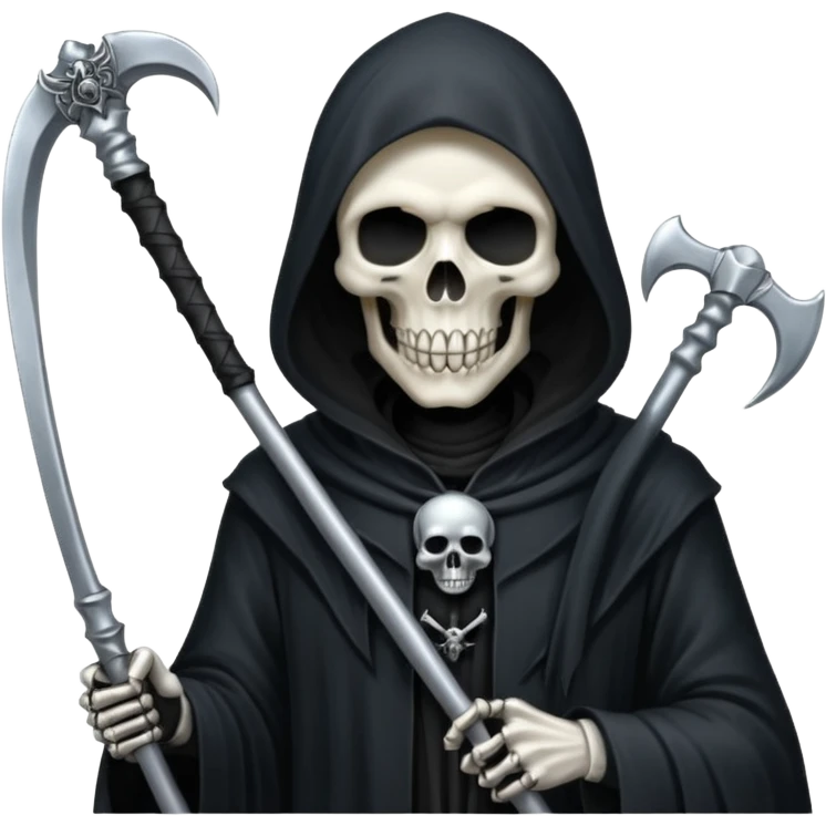 Silver skull Grim Reaper gothic With a scythe  emoji