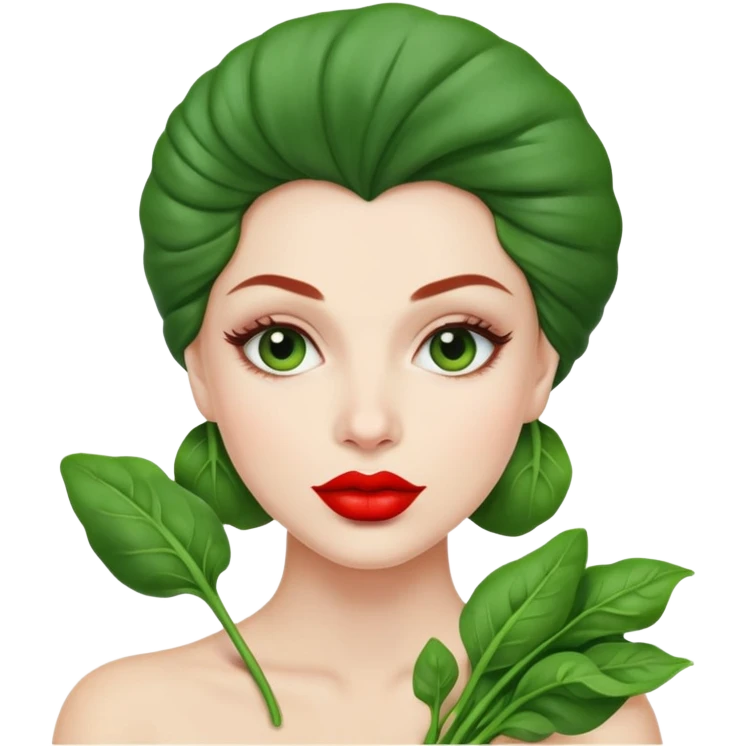 Spinach with red lips emoji