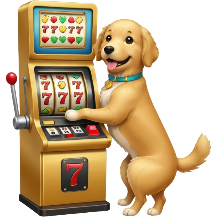 Golden retriever playing a slot machine emoji