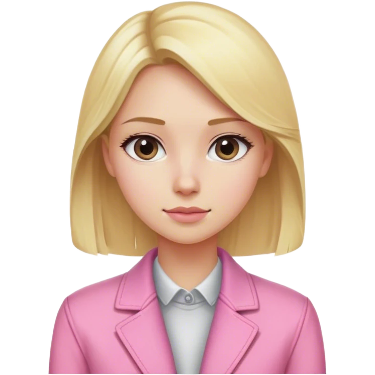 ragazza bionda con pelle chiara,vestita con una giacchetta aderente rosa ,molto bella e si vede solo fino alle spalle emoji