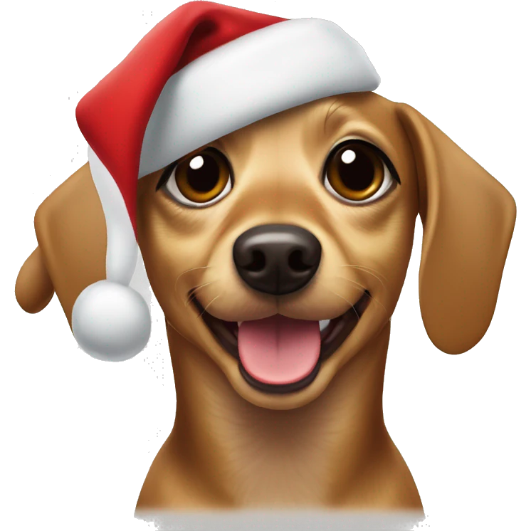 Chiweenie wearing Santa hat emoji