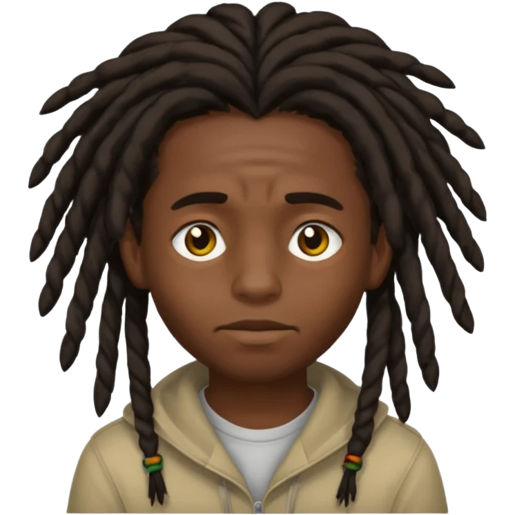 Dark-haired boy with medium-sized dreadlocks that cover part of his face, up to his eyes emoji