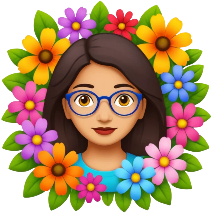 Logo of Madhu Gupta surrounded by flowers emoji