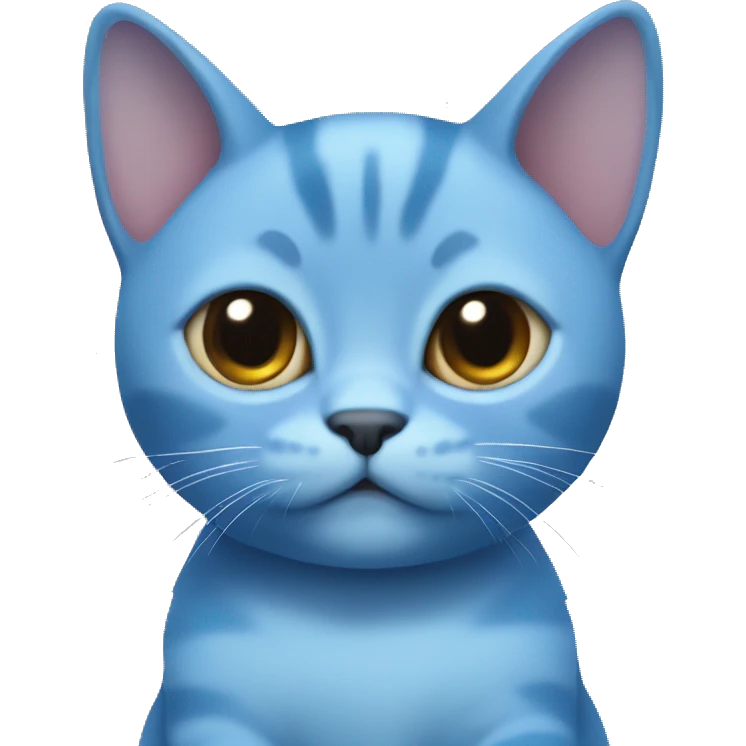 Blue baby cat made with a circle head and triangle ears emoji
