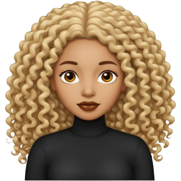Uma mulher negra da pele clara com cabelo cacheados bem longo até a bunda  emoji