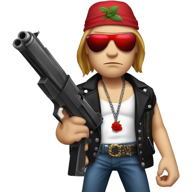 Axl Rose with a rose and a gun realistic emoji