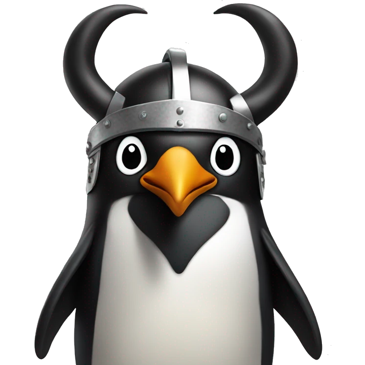 penguin with face wearing viking helmet with big horns emoji