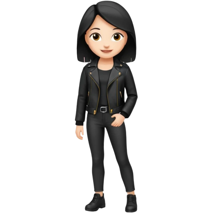 girl in leather jocket, full body emoji