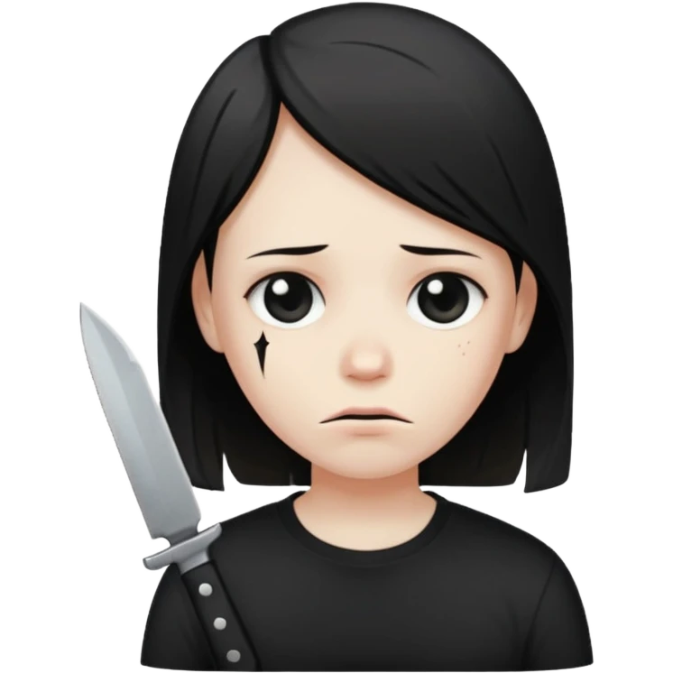 a sad face with a knife emoji