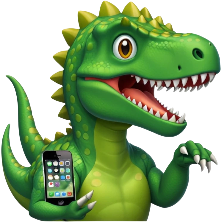 Dinosaur with Iphone emoji
