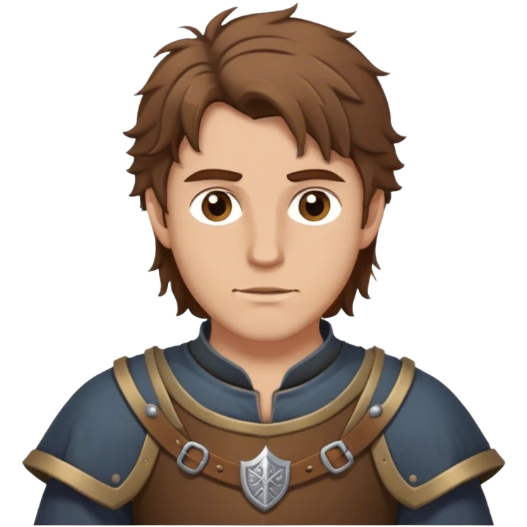 medieval outfit worn by a DnD themed fantasy character. basic low level clothes. clothes only above the waist. The clothes full waist. The character's haven't arms. character is brown hair brown eyes messy hair white man. emoji