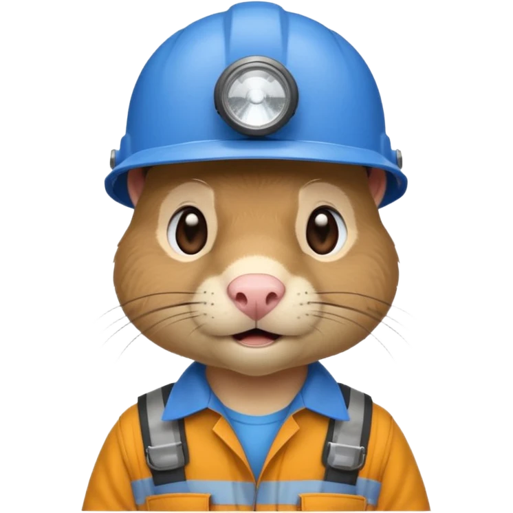 a mole rat, blue helmet, headlamp, worker cloth emoji