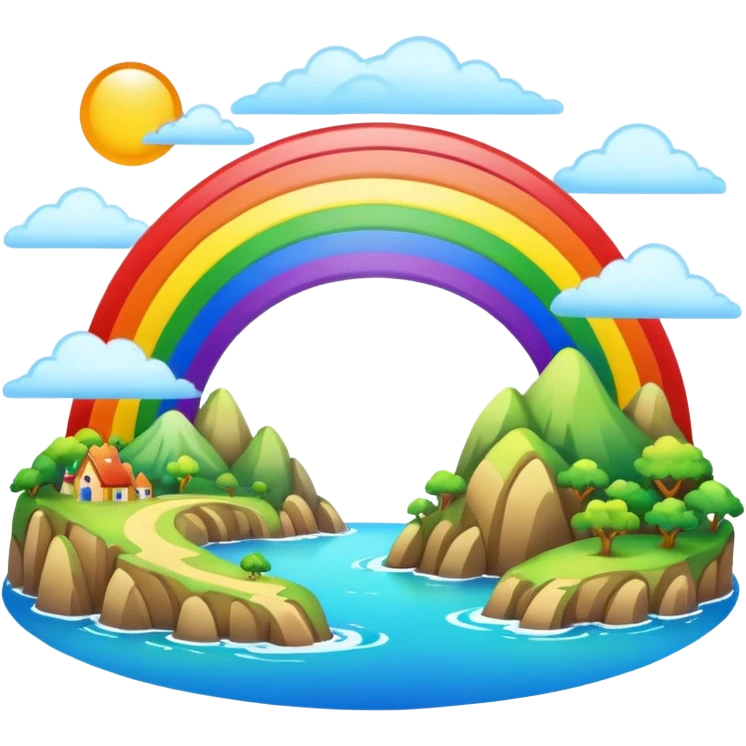 Rainbow Bridge – Arched rainbow connecting flying islands. emoji