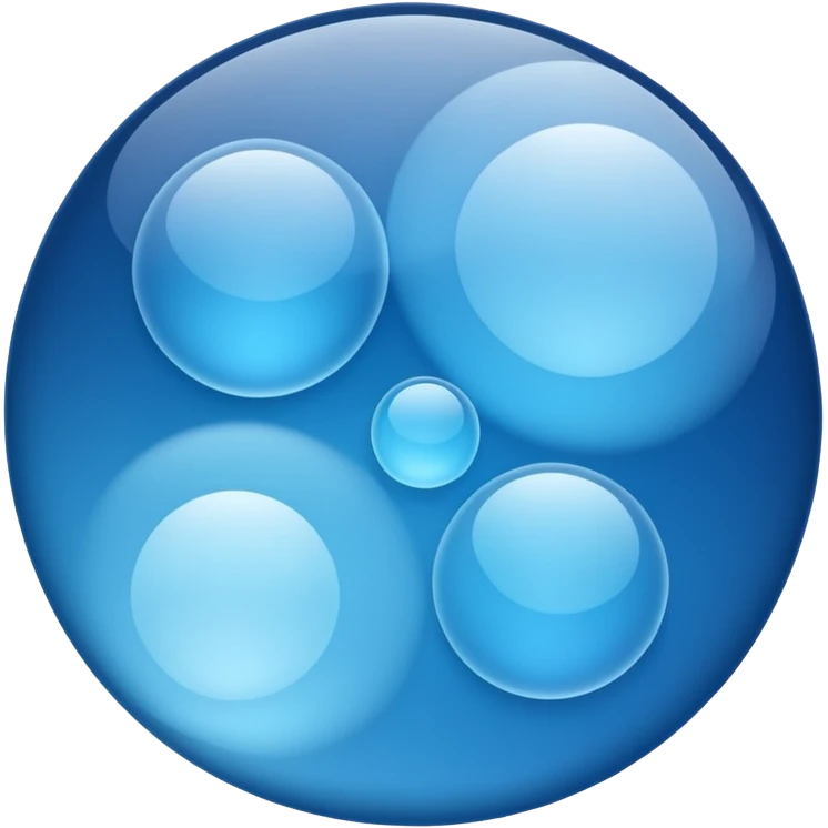 Two round cells in light blue and blue
Soft gradient
Slightly translucent texture
Minimal scientific illustration
White background
Clean and calm mood emoji