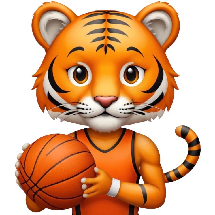 Tiger athlete with basketball emoji