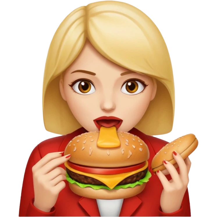 women eat burger emoji