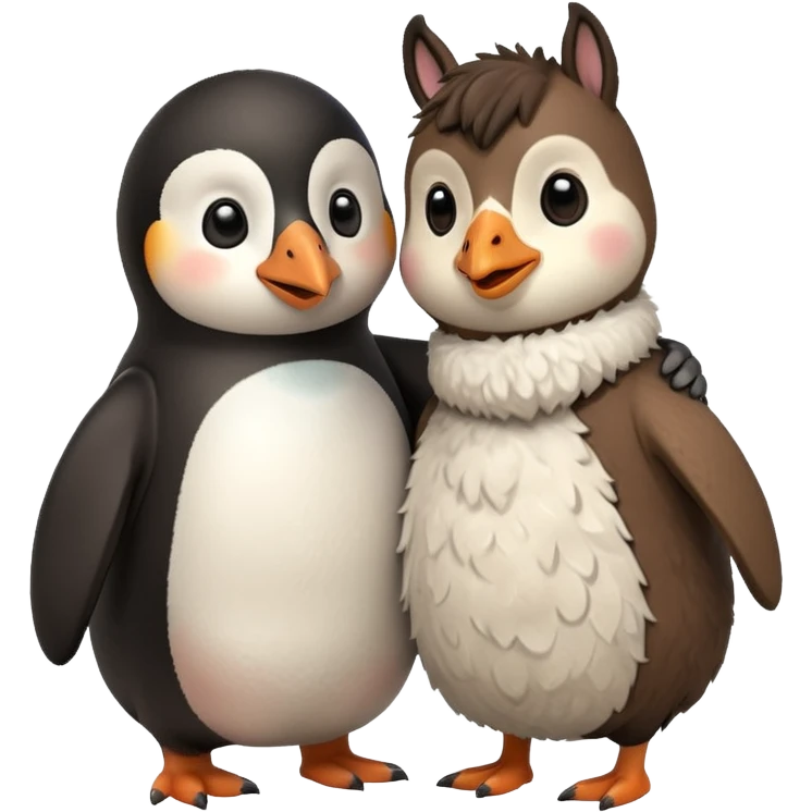 Penguin hugging llama emoji