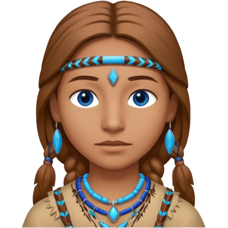 can you make a native American emoji with light brown hair and blue  eyes emoji
