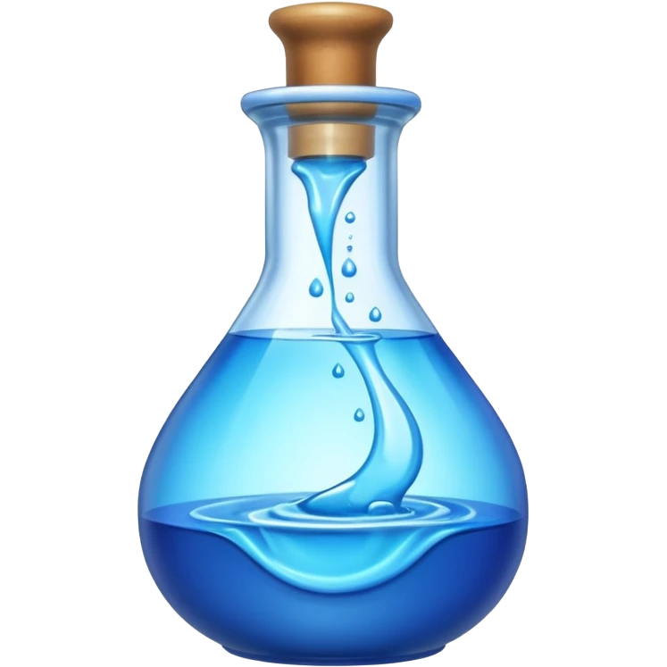 Blue potion bottle open with the liquid falling out (Upside-down with no cork) emoji