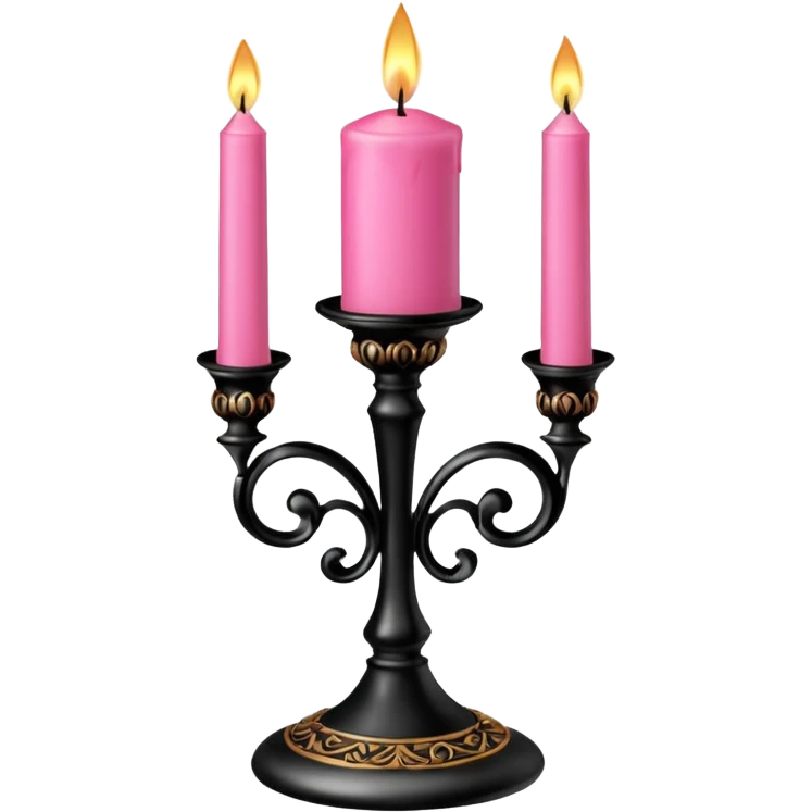 Pink candle on gothic black candle stand emoji