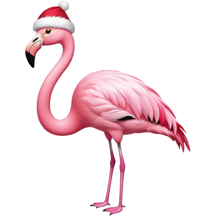 Flamingo with a Santa hat on emoji