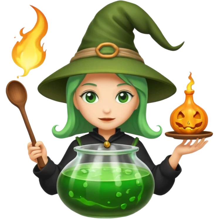 green witch cooking potion emoji