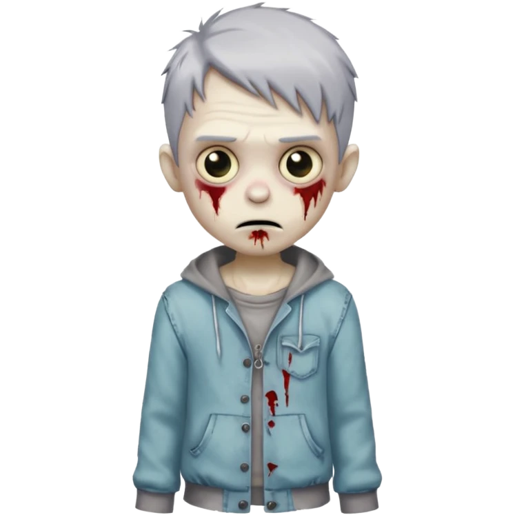 cute zombie boy with gray hair emoji