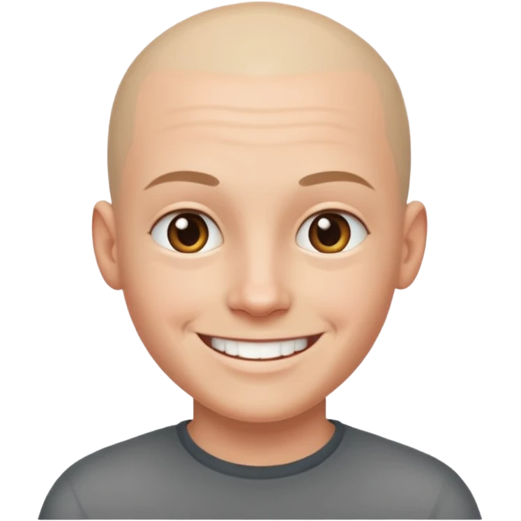 white person with a shaved head, smiling emoji