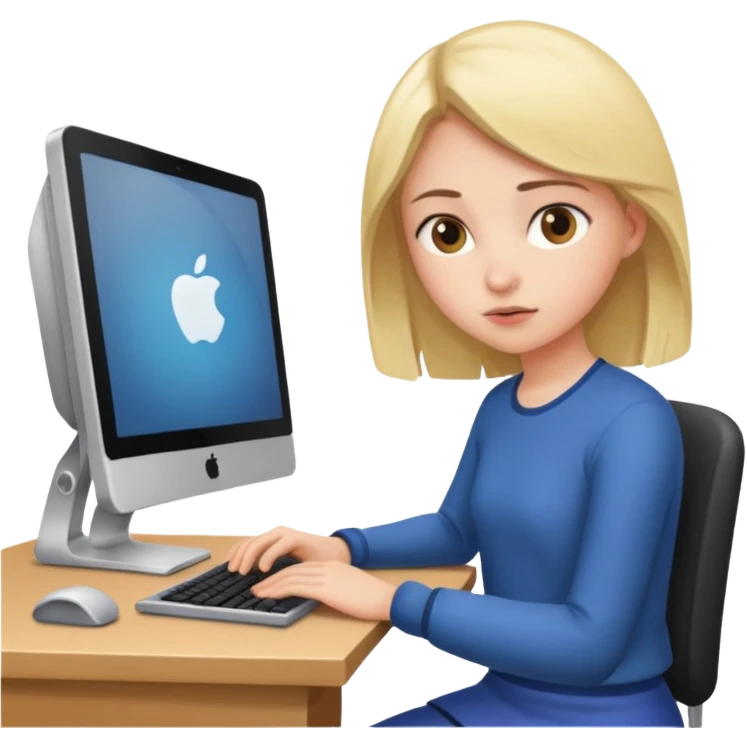 девушка работающая за компьютером emoji