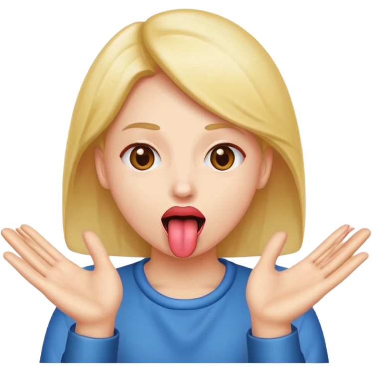 tounge out with hands looking like they are opening something emoji