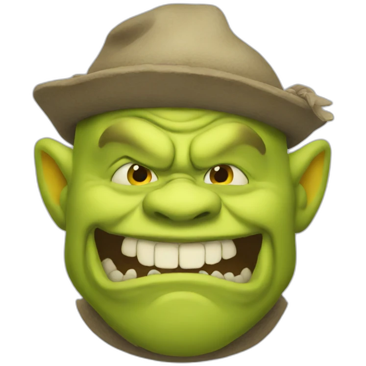 Ogre emoji with a yellow hat emoji