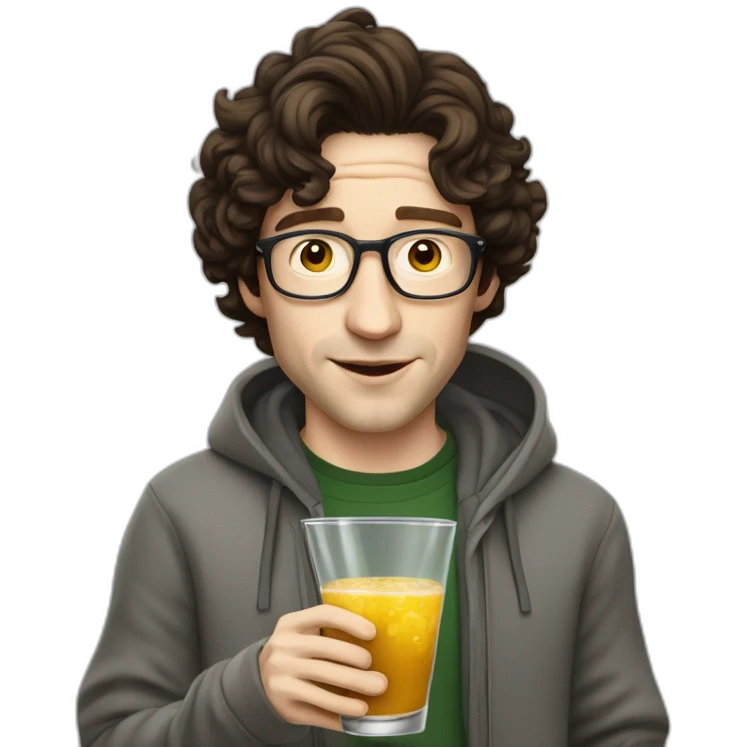 josh brener from silicon valley, realistic with hoodie sipping martini emoji