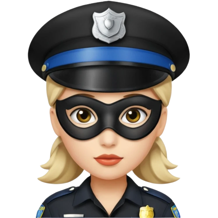 thief with police hat, thief mask, thief black dress. emoji