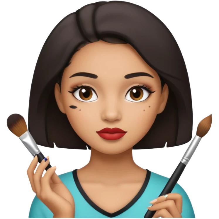 Draw a mixed-race girl applying makeup. emoji