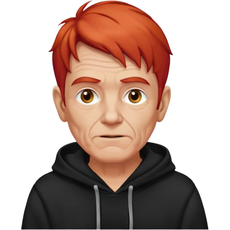 old manwith red hair and black hoodie emoji