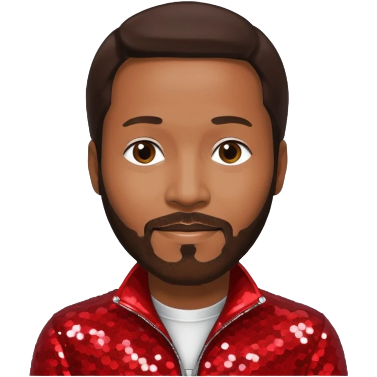 Marvin Gaye with dark brown hair, red sequin outfit emoji