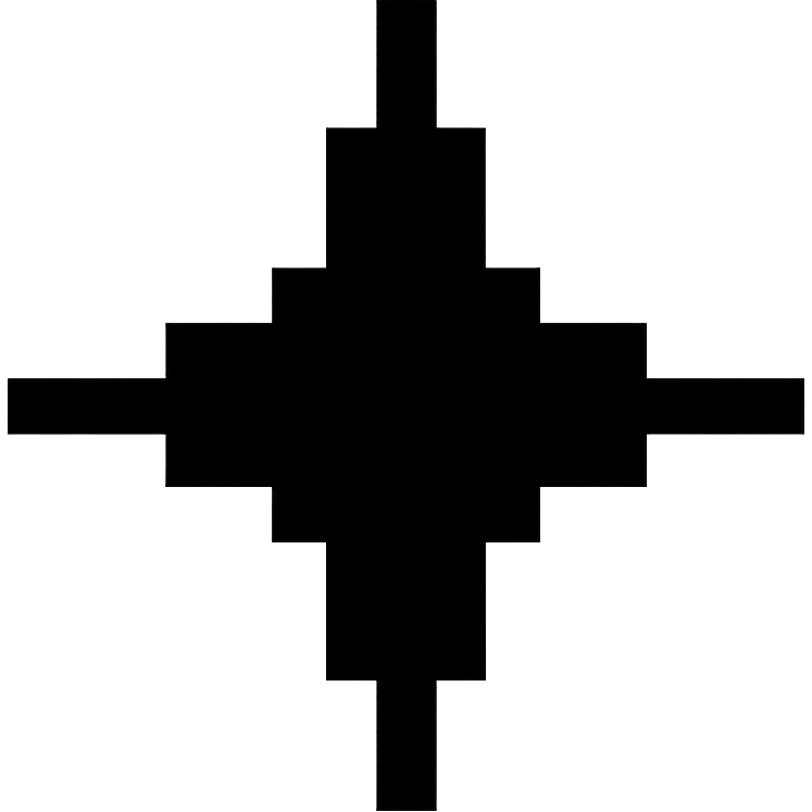 Transform the solid black 4-pointed star into a blocky, 8-bit style icon with no background, using a general model for pixel art style. emoji