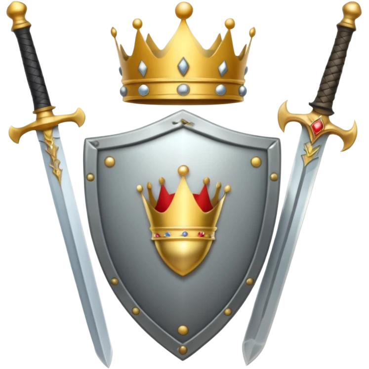 Powerful emoji with only sword, shield and crown emoji