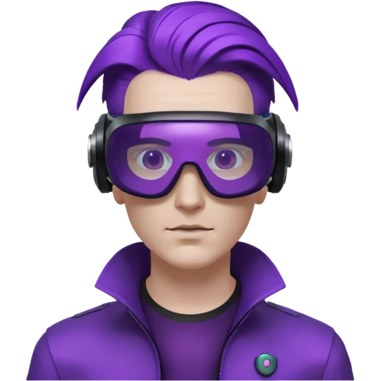 Cyberpunk man fappy head 3d puruple cyber VR -glasses only face emoji