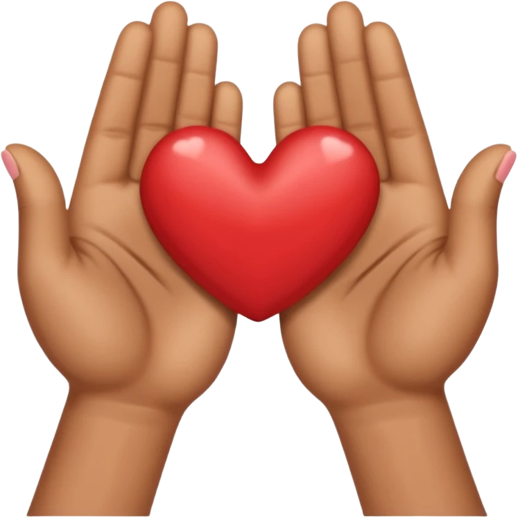 Heart shaped hands emoji from iPhone with tan skin emoji