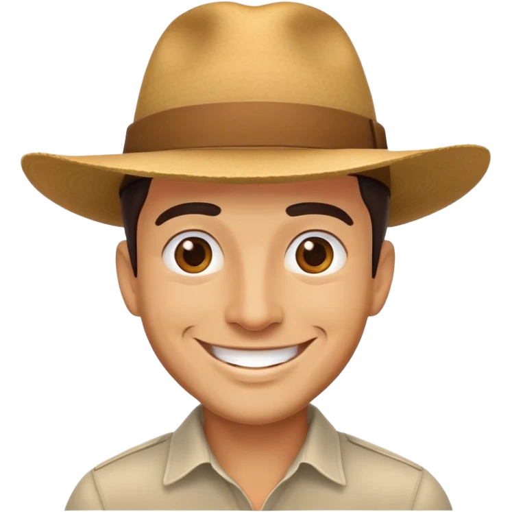 man with a wide-brimmed hat, smiling emoji