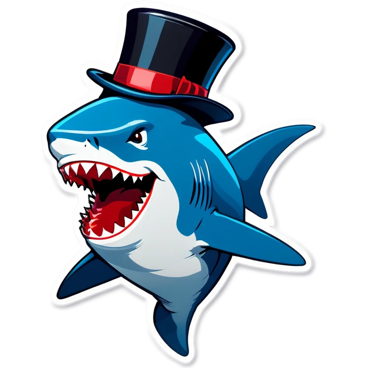 Shark with a top hat emoji