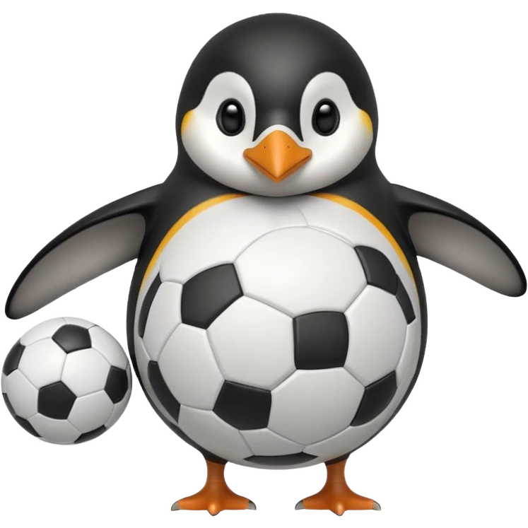 penguin holding soccer ball in hand emoji