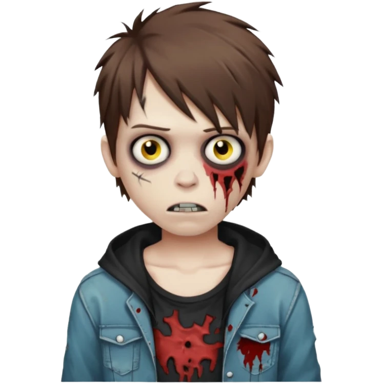 boy zombie with brown hair emo emoji