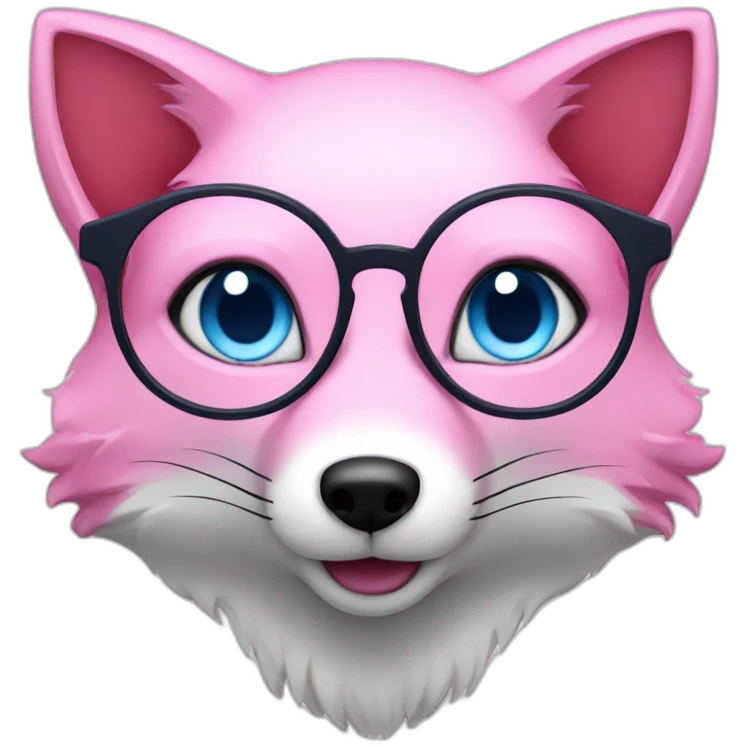 pink fox blue eyes glasses emoji