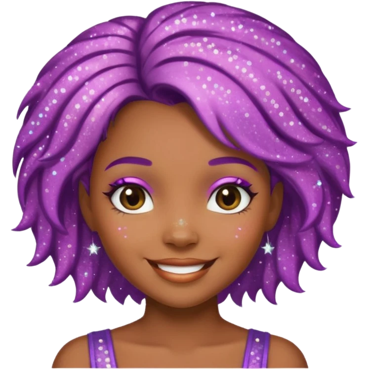 black girl with glitter hair emoji