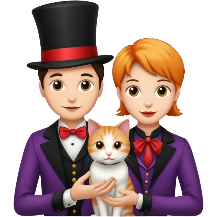 magician couple and their pet cat emoji